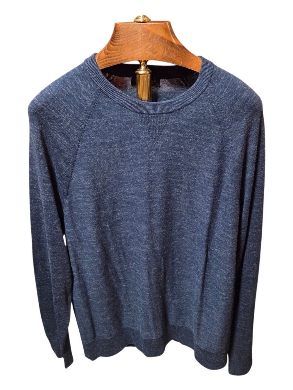 Banana Republic Mens Organic Cotton Raglan Sweater Navy Blue Heather Size XL New